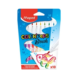 Filctoll készlet, kimosható, ecsetjellegű, MAPED "Color'Peps Brush”, 10 különböző szín