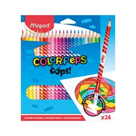 Color`Peps Oops radírozható színes ceruza készlet, háromszögletű, radíros, 24 szín