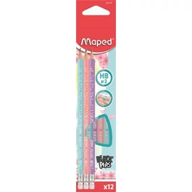 Black`Peps Pastel grafitceruza készlet, radíros, HB, háromszögletű, vegyes pasztell színek