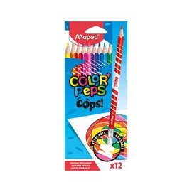 Color`Peps Oops színes ceruza készlet, háromszögletű, radírozható, 12 szín