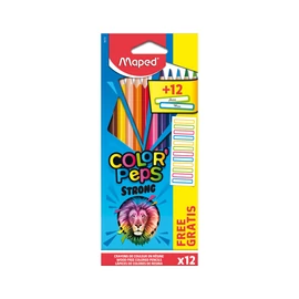 Color`Peps Strong színes ceruza készlet, háromszögletű, 12 szín + 12 ajándék matrica