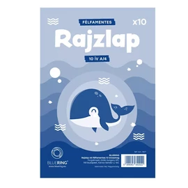 félfamentes rajzlap, A4, átlátszó fóliatasakban 10 ív