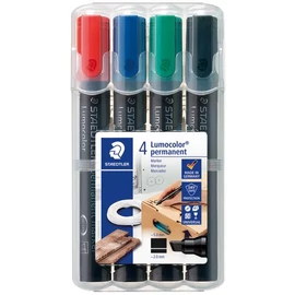 Alkoholos marker készlet, 2-5 mm, vágott, STAEDTLER Lumocolor® 350, 4 különböző szín