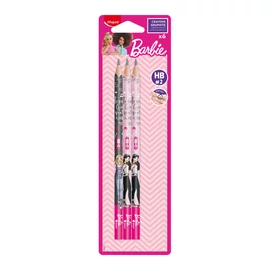 Barbie grafitceruza készlet, HB, háromszögletű, 6 darabos csomag