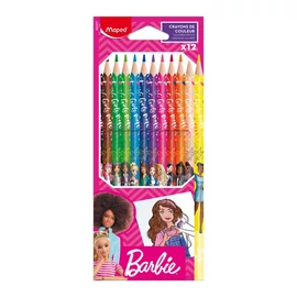 Barbie színes ceruza készlet, háromszögletű, 12 szín