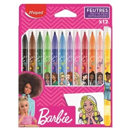 Barbie filctoll készlet, 2,8 mm, kimosható, 12 szín