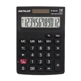 Számológép asztali 12 számjegy nagy, döntött kijelző Antilop A-2618