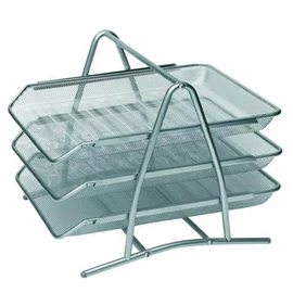 Fémhálós irattálca 3 szintes Bluering® ezüst