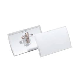 Névkitűző 90x54mm, kombi klippel, 25 db/csomag, Durable Click Fold áttetsző