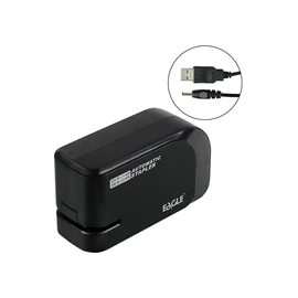 Tűzőgép elektromos 20lap, 24/6 és 26/6  elemmel és USB kábellel is működtethető fekete EAGLE EG-1610