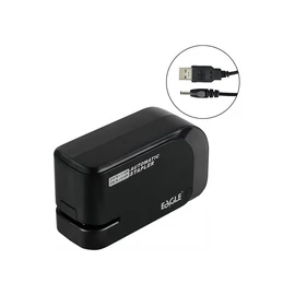 Tűzőgép elektromos 20lap, 24/6 és 26/6  elemmel és USB kábelel is működtethető fekete EAGLE EG-1610