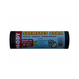 Szemeteszsák 40 liter 55 x 62 cm 10 mikron 20 db/tekercs Mody fekete