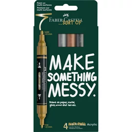Akril marker készlet, kétvégű MULTIMARK metálszínek Faber-Castell arany, ezüst, réz, acélszürke 4klf. szín