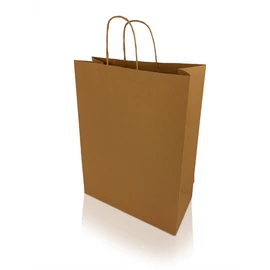 Sodrottfüles papírtáska 320x420mm 150mm talp L méret 200 db/doboz, bordázott barna