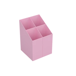 Írószertartó 4 rekeszes négyszögletű műanyag, Ico pasztell rózsaszín