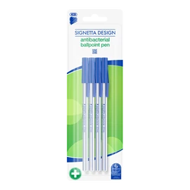 Golyóstoll 0,7mm, kupakos antibakteriális 4-es klt Ico Signetta, írásszín kék