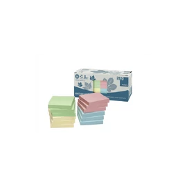 Jegyzettömb öntapadó, 75x75mm, 12x100lap, újrahasznosított Info Notes, sárga, zöld, kék, rózsaszín