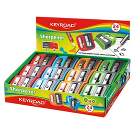 Hegyező, 2 lyukú, 24 db/display, Keyroad Dou-Power, vegyes színek