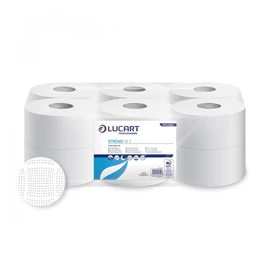 Toalettpapír 2 rétegű közületi átmérő: 19 cm 600 lap/tekercs 12 tekercs/karton Aquastream 150 Lucart_812223J fehér