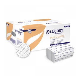 Kéztörlő 2 rétegű V hajtogatású 190 lap/csomag 20 cs/karton Easy White Lucart_863048 fehér