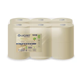 Toalettpapír 2 rétegű közületi átmérő 18,2 cm laponkénti adagolás 12 tek/csom EcoNatural L-ONE MI Lucart_812506 havana