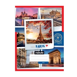 Füzet, A4, sima, 80-32, ország-város minták, 12 db/csomag Nebulo