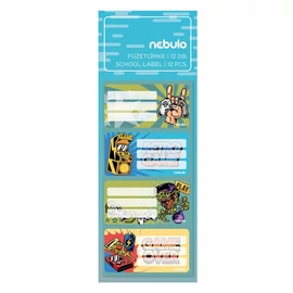Füzetcímke 12db-os, Gamer, vegyes minták, Nebulo