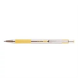 Golyóstoll 0,7mm, pasztell sárga test, Zebra F-301, írásszín kék