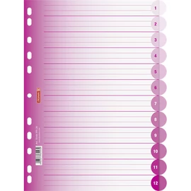 Brunnen A4 12 részes pink műanyag regiszter