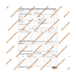 B.7300-261/UJ A4 álló "Külföldi kiküldetési utasítás és költségelszámolás" nyomtatvány