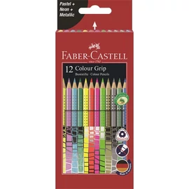 Faber-Castell Grip 12 db neon/pasztell/metál színesceruza készlet