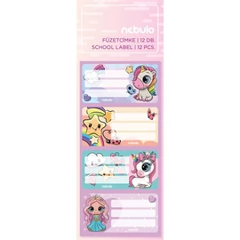 Nebulo Királylány&Unikornis 12 db füzetcímke