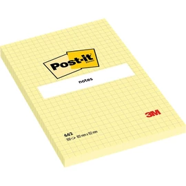 Post-it 102x152mm kockás öntapadós sárga jegyzettömb 100% PEFC, SGSCH-PEFC-COC-110078