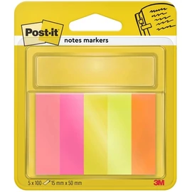 Post-it 15x50mm 5x100lap neon papír jelölőlap 100% PEFC, SGSCH-PEFC-COC-110078