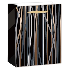 IRIS matt papírtasak boros fekete/bronz csíkos 12 x 36cm