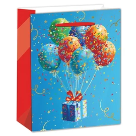 IRIS matt papírtasak hot stamp ajándékok+lufik kék 26 x 32cm