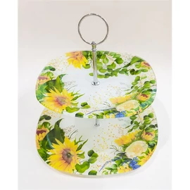 IRIS üveg sütikínáló, 2 részes, napraforgó mintás 20+25cm