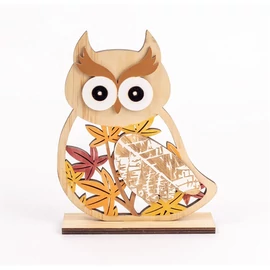 IRIS fa bagoly, falevél mintás, őszi színekben 16 x 4 x 20cm