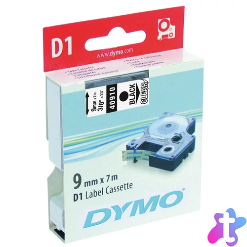 DYMO címke LM D1 alap,  9mm, fekete betű / víztiszta alap