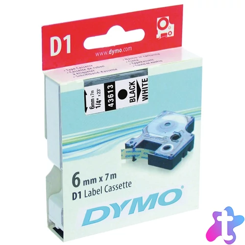 DYMO címke LM D1 alap,  6mm, fekete betű / fehér alap