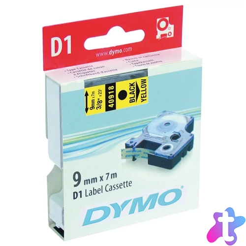 DYMO címke LM D1 alap,  9mm, fekete betű / sárga alap
