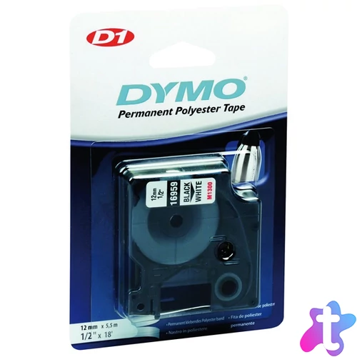 DYMO címke LM D1 poli, 12mm, fekete betű / fehér alap, S0718210, 18483, 18764, S0718060