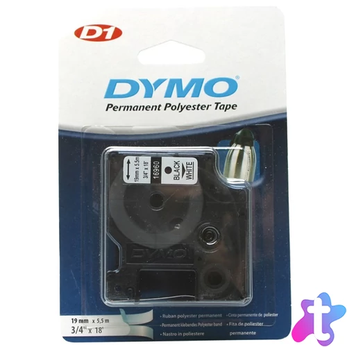 DYMO címke LM D1 poli, 19mm, fekete betű / fehér alap 18484, S0718070, S0718220, 18765