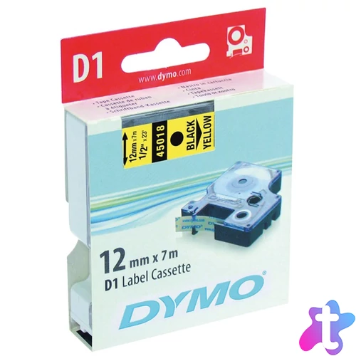 DYMO címke LM D1 alap, 12mm, fekete betű / sárga alap