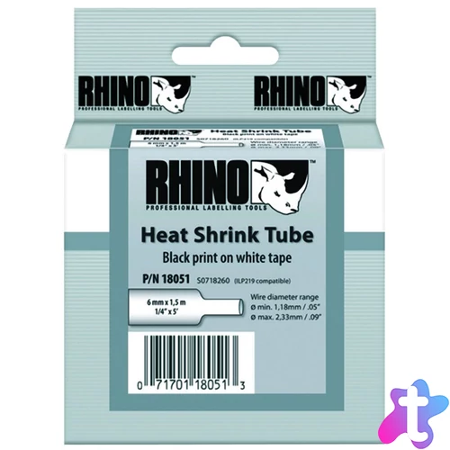 DYMO zsugorcső,  6mm 1,18-2,33, fehér