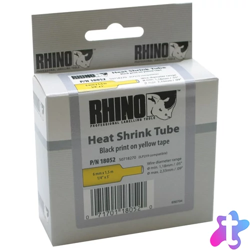 DYMO zsugorcső,  6mm 1,18-2,33, sárga