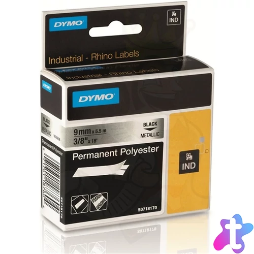 DYMO címke Rhino, poli,  9mm, fémes