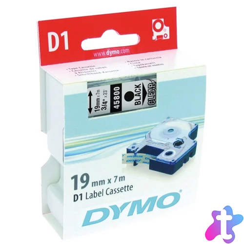 DYMO címke LM D1 alap, 19mm, fekete betű / víztiszta alap
