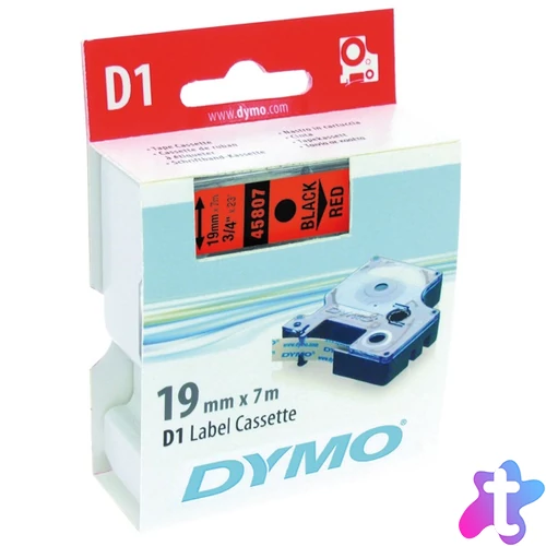 DYMO címke LM D1 alap, 19mm, fekete betű / piros alap
