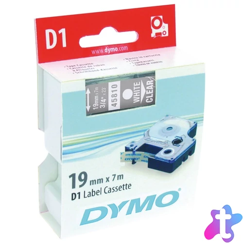 DYMO címke LM D1 alap, 19mm, fehér betű / víztiszta alap